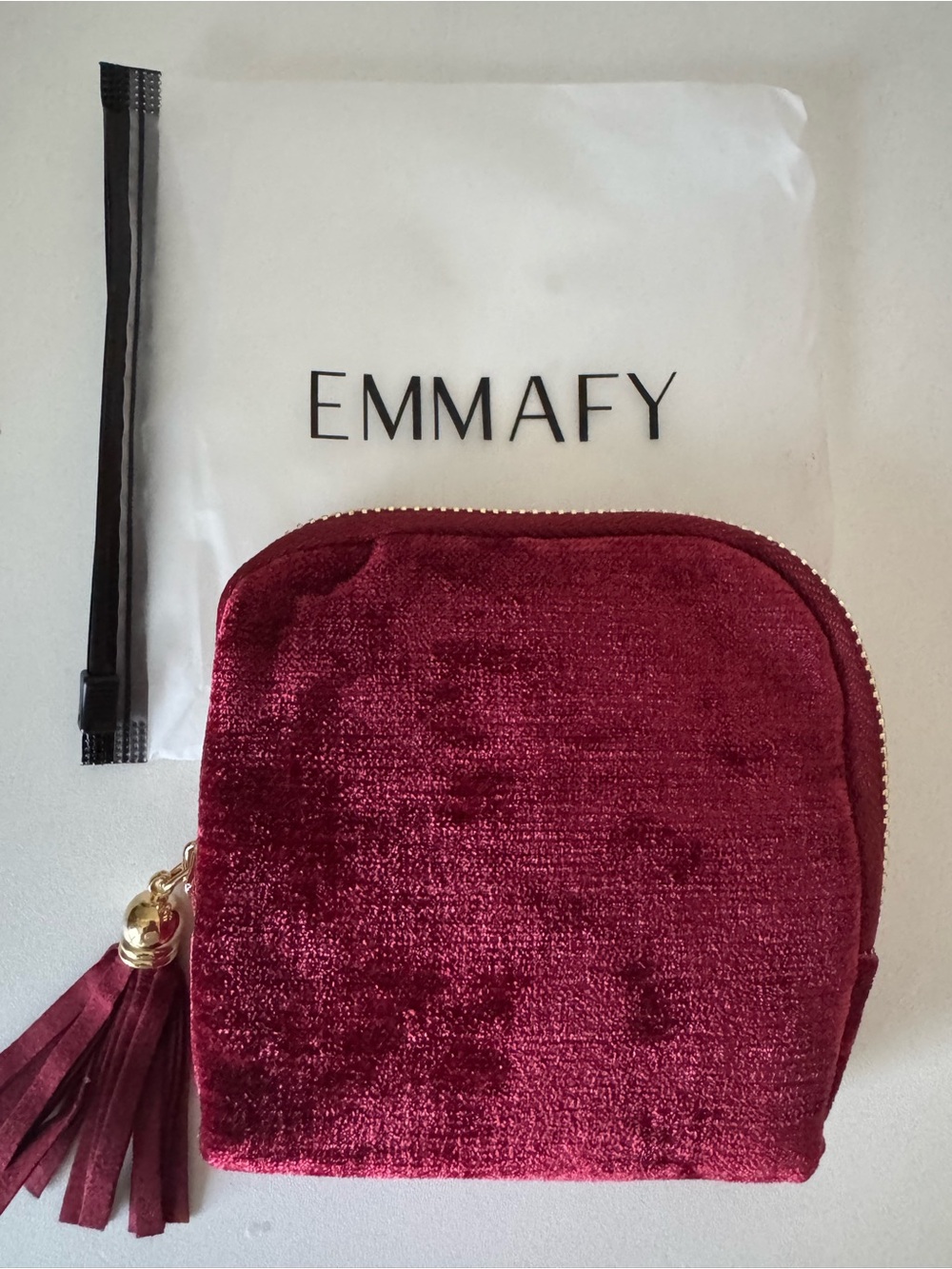 Cranberry Velvet travel jewelry pouch